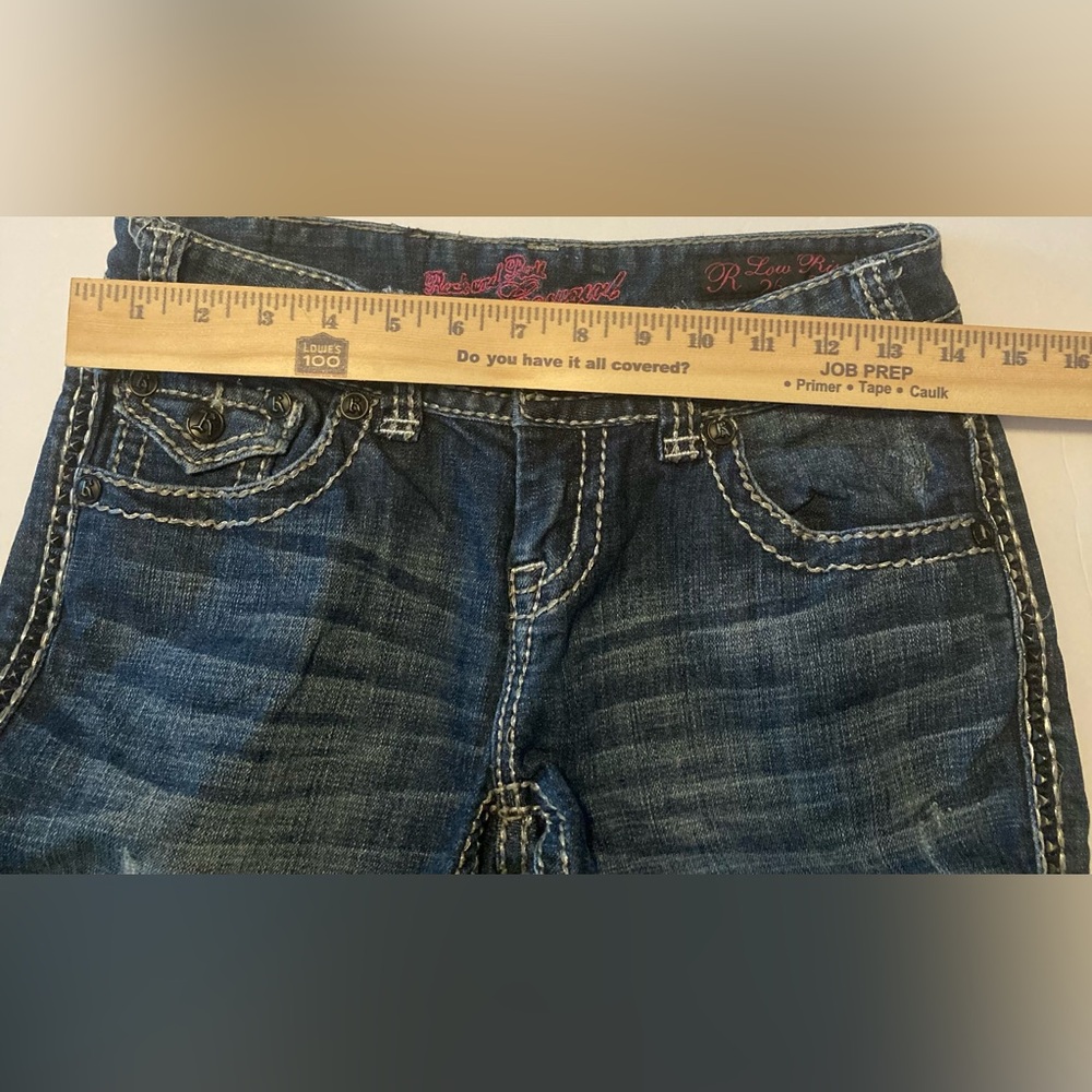 Rock And Roll Cowgirl Size 26 x 32 Blue Jeans unique embellishments straight leg - Picture 9 of 12